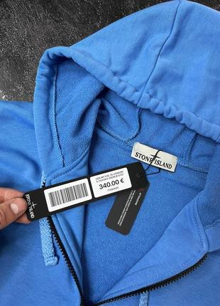 Зіп-худі синє #4  stone island cotton fleece zip hoodie sweater - periwinkle 💣7 фото