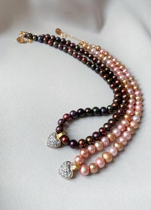 Намиста з вінтажних перлин і кулоном сваровські2 фото