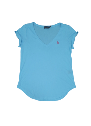 Голубая футболка 100% хлопок polo ralph lauren