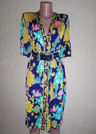 Bottom boutique, яркое винтажное платье халат, винтаж 80-х годов