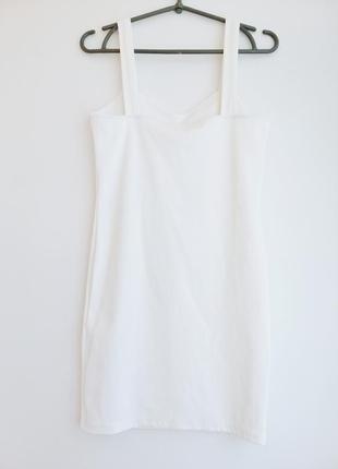 Плаття жіноче біле з імітацією чашок рубчик4 фото