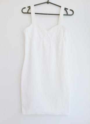 Плаття жіноче біле з імітацією чашок рубчик2 фото