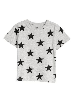 H&amp;m серая футболка со звездочками 4-6 лет 110-116 см