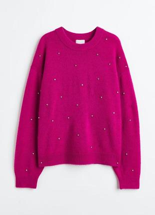 Рожевий светер зі стразами батал
