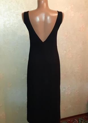 🎁1+1=3 шикарное черное платье миди с разрезом сбоку h&amp;m, размер 44 - 463 фото