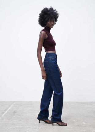 Трикотажный топ в рубчик цвет бургунд. вина zara3 фото