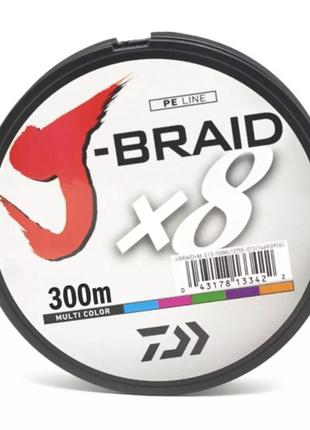 Шнур daiwa j-braid x8 300m multi color #10.0/0,51mm 56,0kg