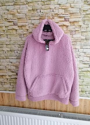 Кофта худи с капюшоном мех плюс тедди