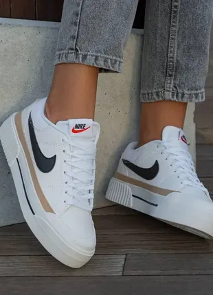 Женские кроссовки nike court legacy lift white orange