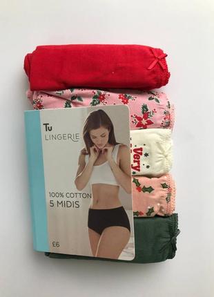 Класні трусики міді з середньою посадкою 5 шт. уп., tu, англія. розмір 16