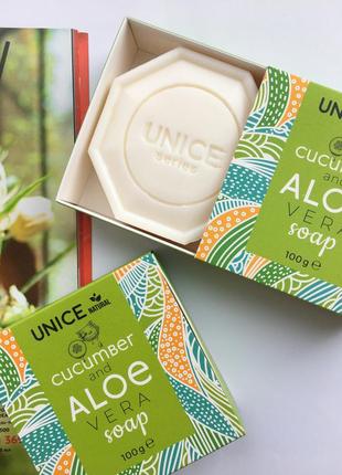 Натуральне мило unice з огірком та алое вера, 100 г/ юнайс мило