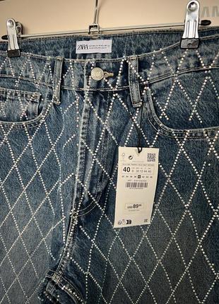 Нові джинси в стразах zara розмір  40(м-л)6 фото