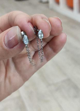 Серебряные серьги с цепочкой
