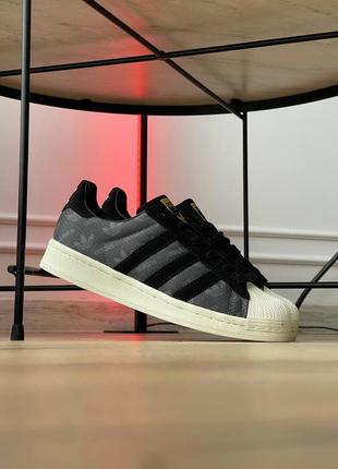 Кроссовки adidas atmos x superstar denim pack - grey