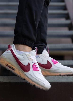 Чоловічі білі кросівки nike air max 90 terrascape white red