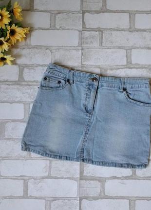 Короткая мини юбка джинсовая голубая dure