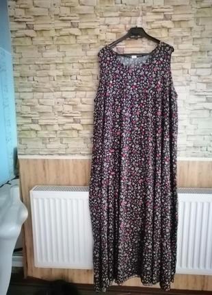 Довга сукня сарафан квітковий принт бавовна 100% натуральна тканина1 фото