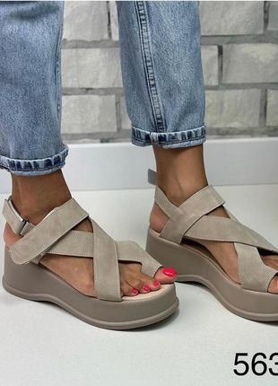 Женские босоножки натуральная кожа замша 36-41 на платформе10 фото