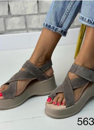 Женские босоножки натуральная кожа замша 36-41 на платформе6 фото
