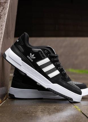 Чоловічі чорні кросівки adidas forum low black white7 фото