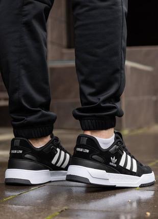 Чоловічі чорні кросівки adidas forum low black white4 фото