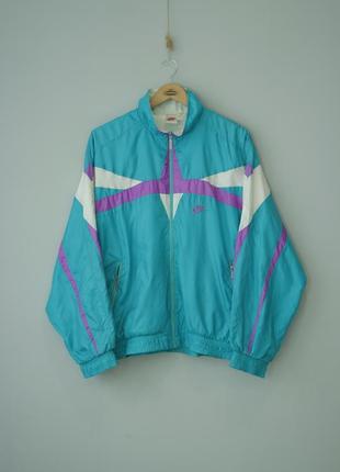 Nike vintage олимпийка на молнии куртка легкая ветровка найк винтаж винтажная голубя с вышитым логотипом м оверсайз с 90-х 80-х adidas ретро