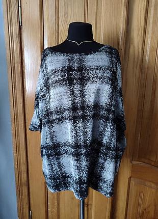 Блуза кофта серая меланж батал