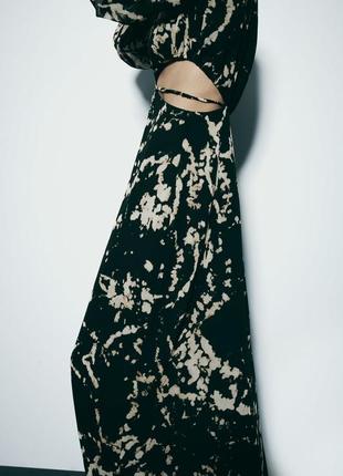 Довга сукня з принтом і вирізами від zara, розмір xs, s3 фото