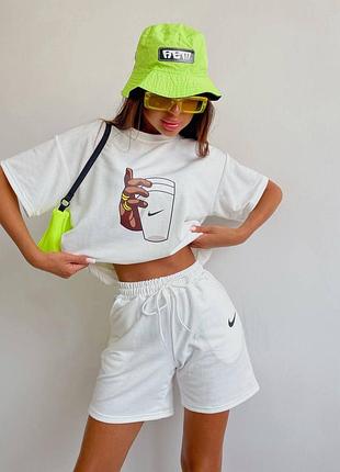 Костюм спортивный с шортами,найк, электрик,малина,черный,белый, с футболкой, летний, прогулки, яркий5 фото