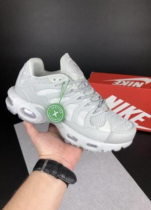 Чоловічі  кросівки nike air max tn terrascape plus grey white крутые мужские кроссовки найк  серые с белым подошва на воздушных баллонах