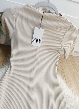 Платье-трапеция в рубчик от zara, размер xs, s2 фото