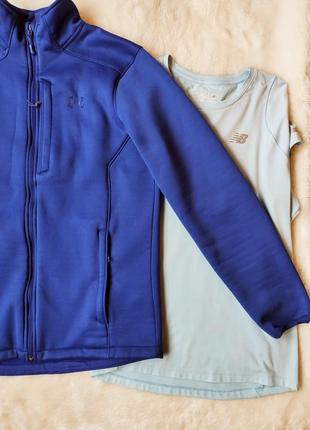 Синяя спортивная куртка кофта теплая толстовка с молнией зип флиска свитшот деми under armour6 фото