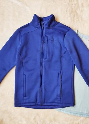Синяя спортивная куртка кофта теплая толстовка с молнией зип флиска свитшот деми under armour2 фото