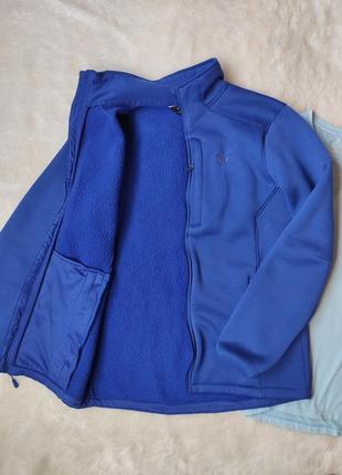 Синяя спортивная куртка кофта теплая толстовка с молнией зип флиска свитшот деми under armour8 фото