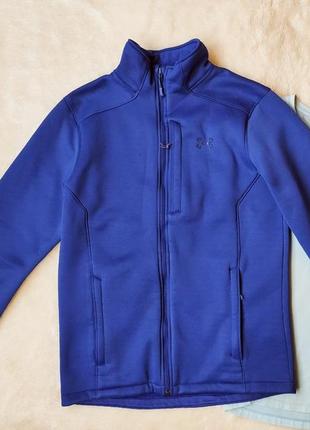 Синяя спортивная куртка кофта теплая толстовка с молнией зип флиска свитшот деми under armour3 фото