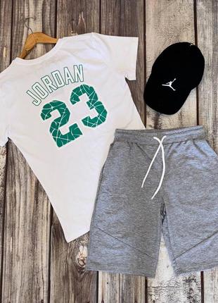 Летний мужской спортивный костюм комплект футболка и шорты jordan 232 фото