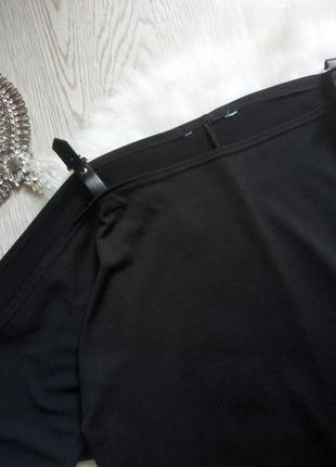 Черная блуза оверсайз летучая мышь с открытыми плечами длинным рукавом стрейч батал6 фото