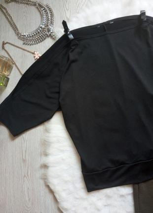 Черная блуза оверсайз летучая мышь с открытыми плечами длинным рукавом стрейч батал3 фото