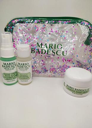 Набор миниатюр для лица в фирменной косметичке mario badescu gentle foaming cleanser seaweed night c