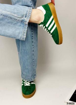 ▪️женские новые кроссовки adidas samba gazell адидас самба газель кеды зелёные белые зеленые замшевые(эко замша)весна лето осень легкие тренд 20245 фото
