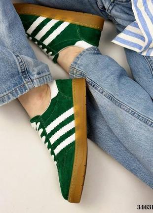 ▪️женские новые кроссовки adidas samba gazell адидас самба газель кеды зелёные белые зеленые замшевые(эко замша)весна лето осень легкие тренд 20242 фото
