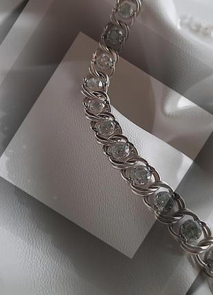 ⛓️ браслет серебро бисмарк арабский с камнями цирконий белый цепочка (23 €)2 фото