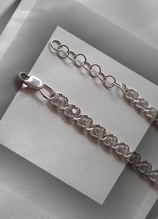 ⛓️ браслет серебро бисмарк арабский с камнями цирконий белый цепочка (23 €)4 фото