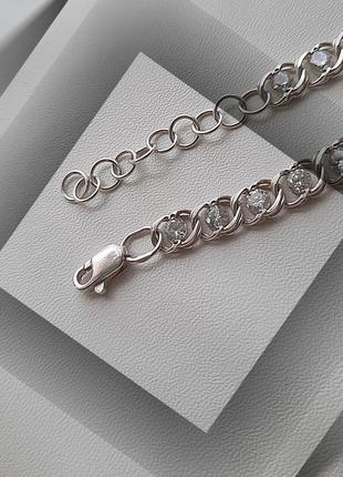 ⛓️ браслет серебро бисмарк арабский с камнями цирконий белый цепочка (23 €)5 фото