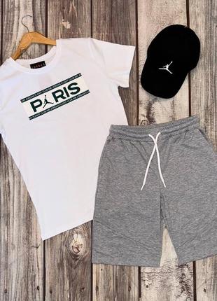 Летний мужской спортивный костюм футболка и шорты jordan 23 psg