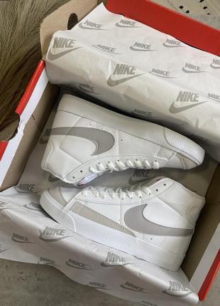 Кроссовки nike blazer white silver10 фото