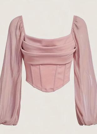 Розовая блуза с корсетом
