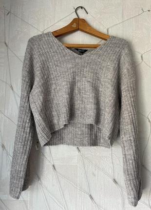 Укорочений светр сірий від new look