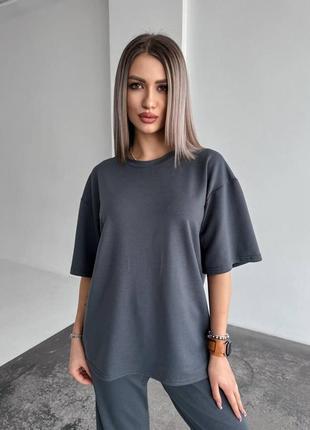 Однотонний прогулянковий костюм, брюки та футболка,штани,без принту,голубий,...