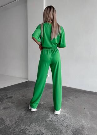 Однотонний прогулянковий костюм, брюки та футболка,штани,без принту,голубий,...